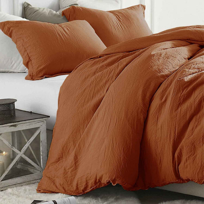 Bedding Comforter Set Queen Size, 7 Piece Boho Microfiber Bed in a Bag - Soft & Lightweight All Season Farmhouse down Alternative Comforter with Sheets for Women Men, Solid Burnt Orange