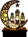 Eid Crafts Night Light Ramadan Mubarak Lamp Decorations Wooden Moon Star LED Lights Home Party Bedroom Ornaments Gift for Muslims Islamic Table Decor (C1)