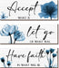 3 Pcs Rustic Flower Wall Art Accept Let Go Have Faith Bedroom Wall Decor Wooden Inspirational Quotes Decorations for Living Room Bathroom Wood Hanging Farmhouse Bedroom Art, 12 X 4 Inches (Blue)