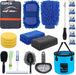 22Pcs Car Wash Cleaning Tools Kit Car Detailing Set with Blue Canvas Bag Collapsible Bucket Wash Mitt Sponge Towels Tire Brush Window Scraper Duster Complete Interior Car Care Kit