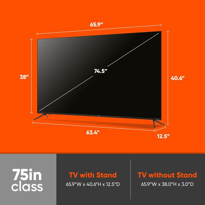 75” Class 4K UHD (2160P) LED Frameless Roku Smart TV (100044717)
