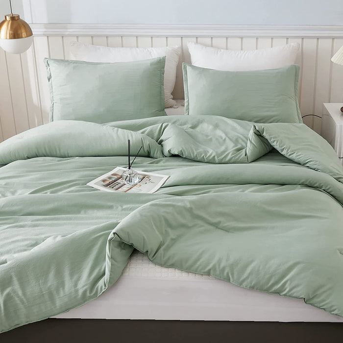 Comforter Full Size Set Sage Green, 3 Pieces Lightweight Bed Solid Summer Bedding Comforters & Sets, Soft All Season Quilt Blanket (79X90In Comforter & 2 Pillowcases)