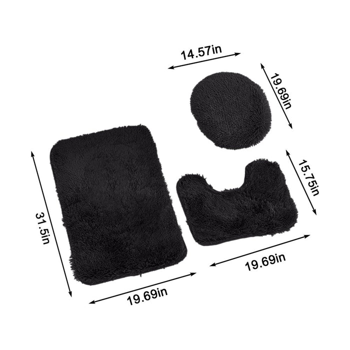 Clearance Household Supplies Solid Color 3 Piece Bathroom Rug Set Bathroom Toilet Carpet Anti-Slip Mat Solid Color Bathroom Toilet Floor Mat