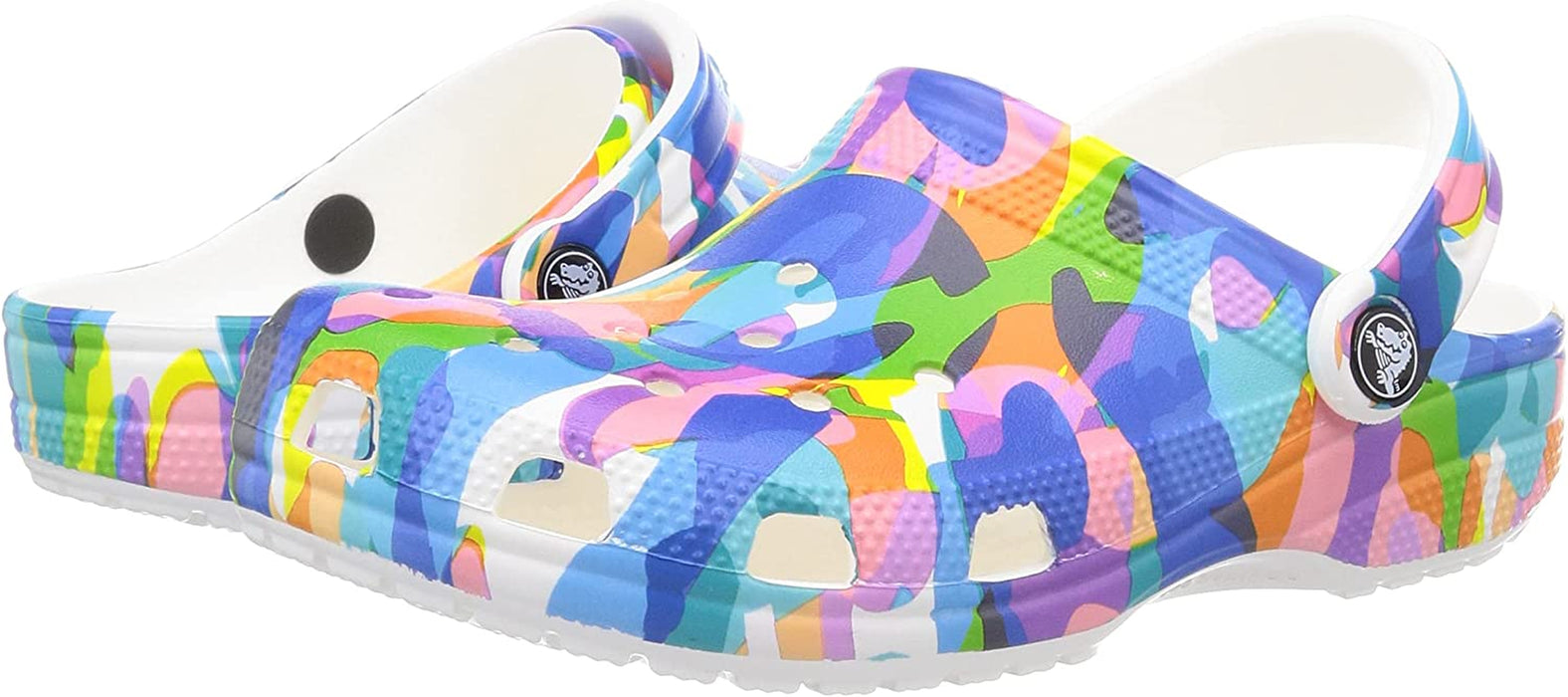 Unisex Classic Graphic Clogs, White/Multi, 8 US Men
