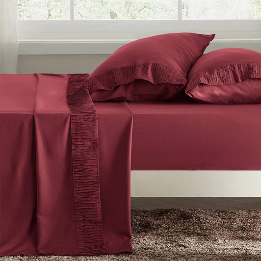 Full Size Sheets Set Burgundy - Soft 1800 Bedding Microfiber Sheets Full Size Bed, 4 Pieces Full Bed Sheets