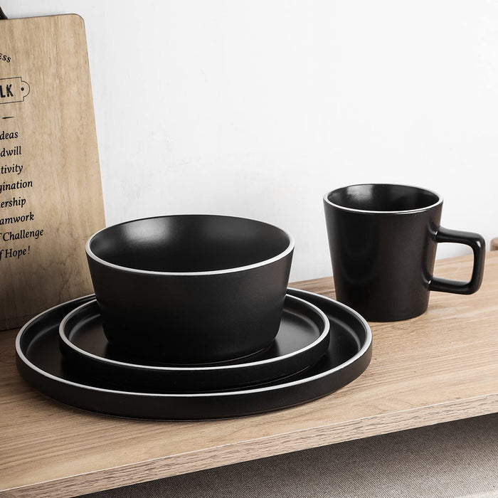 Coupe Dinnerware Set, Service for 8, Black Matte, 32 Piece