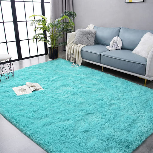 Ultra Soft Fluffy Area Rug for Bedroom Living Room Home Decor, Plush Shaggy Rug for Playroom Dorm Room, Upgraded Furry Rugs for Teen Girls Kids Room Decor, Nursery Rug, 4X6 Feet Teal Blue