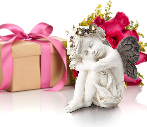 Angel Statue with Solar Powered Light for Garden Decor,Garden Statues for Patio Yard Porch Lawn Outdoor Decor,Angels Garden Sculptures & Statues,Angel Figurines Memorial Spiritual Gifts