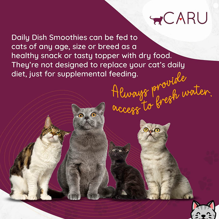 Caru - Daily Dish Smoothies - Lickable Tuna Cat Treat - 4 Pack.5Oz Tubes
