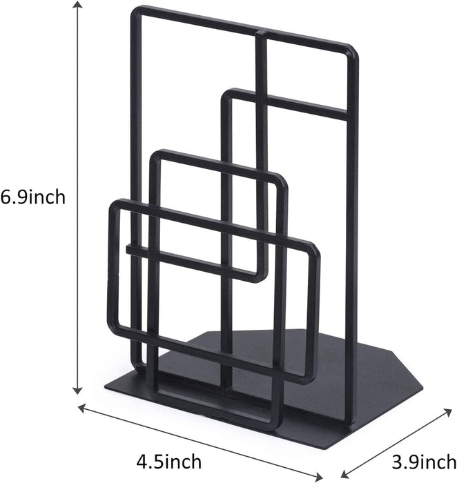 Book Ends Heavy Duty, Decorative Black Bookends for Shelves, Window Lattice Design