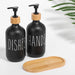 Dish Soap Dispenser and Hand Soap Dispenser with Bamboo Pump and Tray 16 Oz Matte Black Soap Dispenser Set for Kitchen
