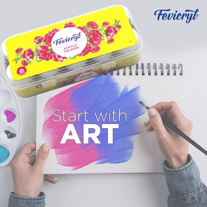 Fevicryl Acrylic Colors, Sunflower Kit, 10 Shades