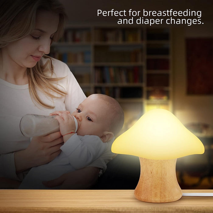 Wooden Mushroom Lamp Mushroom Night Light with 16 Color Changing and Dimmable Anniversary Birthday Gifts for Women Mom Grandma