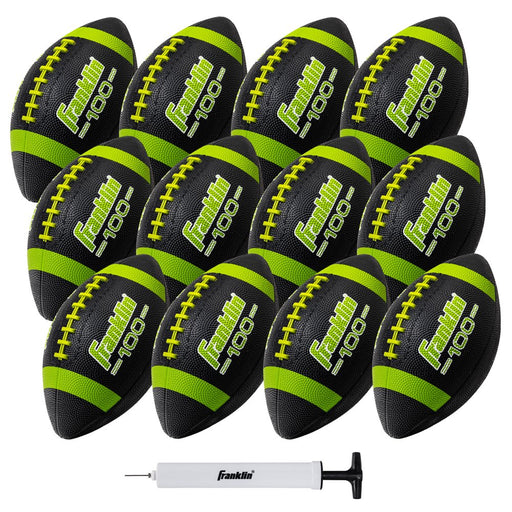 Junior Size Rubber Football - 12 Pack Deflated with Pump