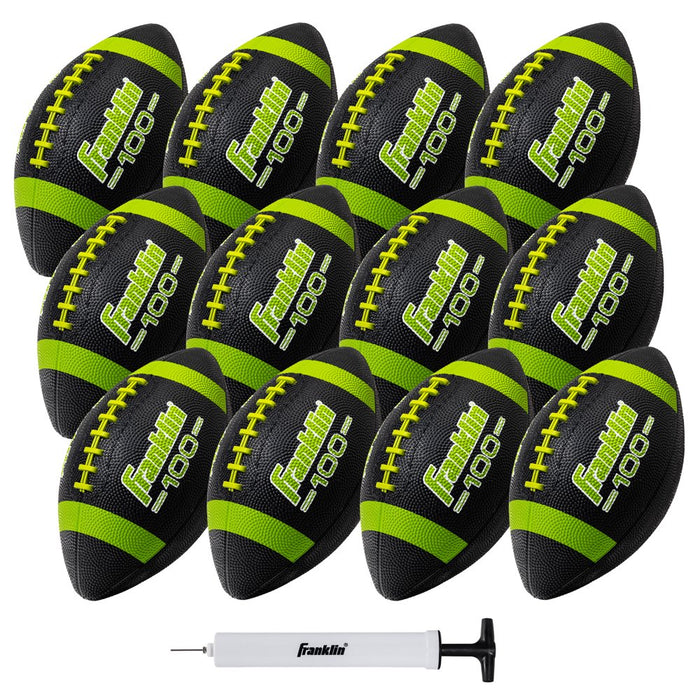 Junior Size Rubber Football - 12 Pack Deflated with Pump