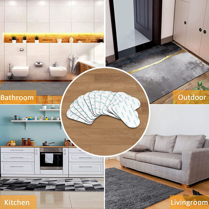 [16 Pack] Rug Gripper, Double Sided Non-Slip Rug Pads Rug Tape Stickers Washable Area Rug Pad Carpet Tape Corner Side Gripper for Hardwood Floors and Tile