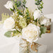 Fake Flowers with Vase, Silk Roses Artificial Flowers in Vase, Faux Flower Arrangement with Vase Suitable for Home Office Decoration, Dining Table Centerpiece(White)
