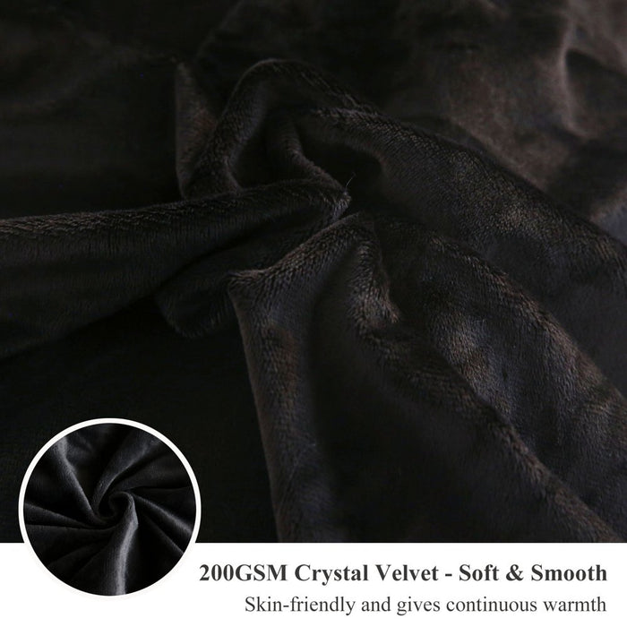 3 Piece Faux Fur Duvet Cover Set, Luxury Long Plush Fuzzy Comforter Cover Set, Ultra Soft Velvet Furry Bedding Set with 2 Pillow Covers, Zipper Closure, Queen Size, Black Ombre