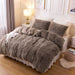 Plush Fluffy Duvet Cover Oeko-Tex Certified Luxury Ultra Soft Shaggy Crystal Velvet Bedding Set 3 Pieces(1 Duvet Cover + 2 Pillow Shams) Zipper Closure(Queen, Khaki)