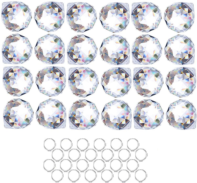 24Pcs Clear Crystal Ball Prism Suncatcher Rainbow Pendants Maker, Hanging Crystals Prisms for Windows,20Mm