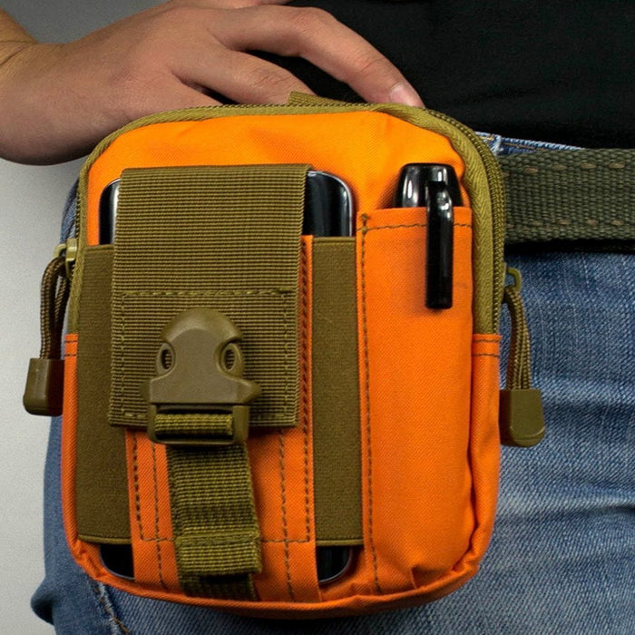 For Apple Iphone 14, 14 Pro, 13, 13 Pro, 12, 12 Pro, 11 Pro, XS, X, 8, 7, 6S, 6, Tactical Cover Smartphone Holster EDC Security Pack Carry Case Pouch Belt Waist Bag Gadget Money Pocket - Orange