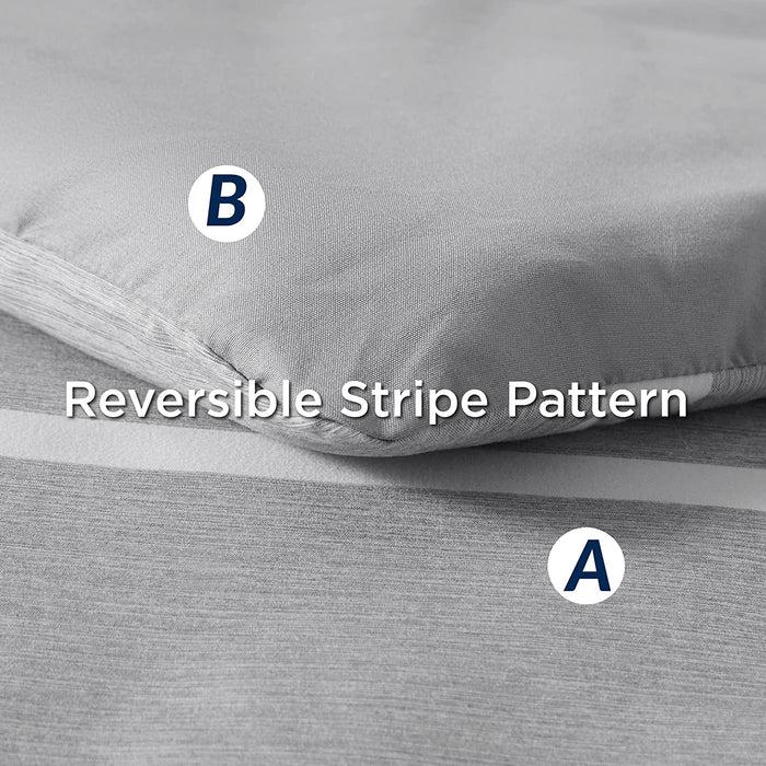 Bedsure Bed in a Bag Full Size 7-Piece Gray White Striped Bedding Comforter Sets All Season Bed Set, 2 Pillow Shams, Flat Sheet, Fitted Sheet and 2 Pillowcases