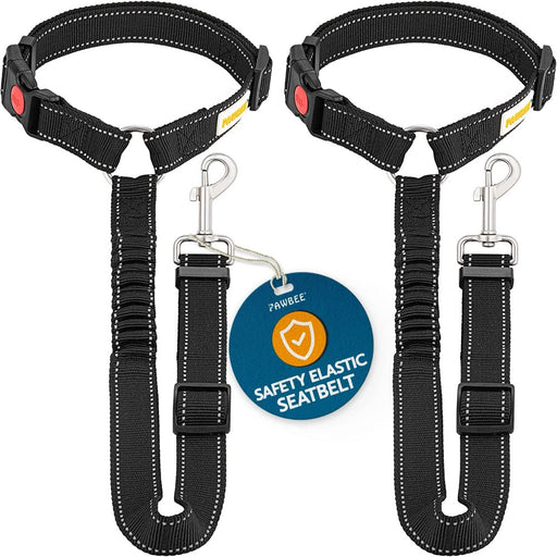Dog Car Headrest Seatbelts – 2 Pack Durable Nylon Dog Seat Belts, with Reflective Elastic Bungee for Safety - Adjustable Dog Seatbelt Fits All Your Cars & Pets – Ideal as Pet Seatbelt + Leash
