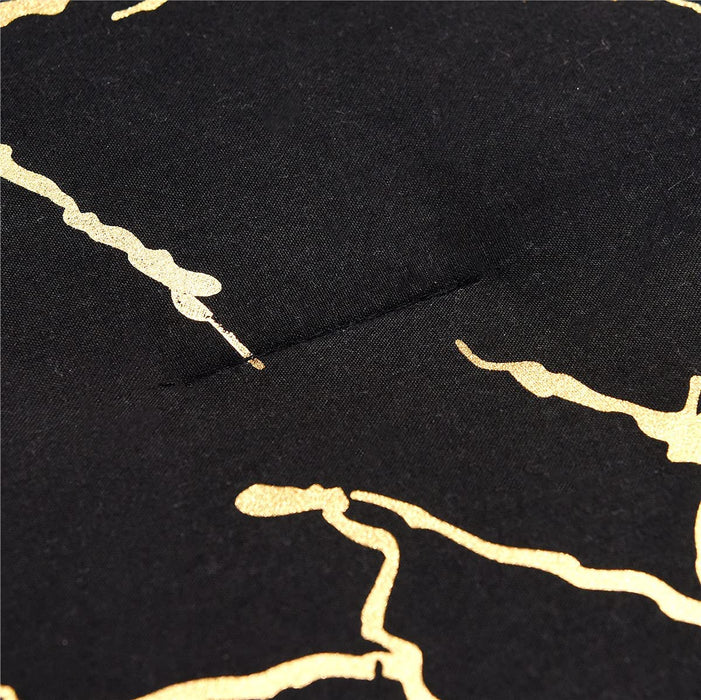 Gold Metallic Marble Comforter Set Queen Size Foil Print Glitter Bedding Sets,Black/Gold,Queen