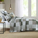 100% Cotton Quilt Set Queen Size, Patchwork Plaid Queen Quilt Bedding Set Bedspreads, Farmhouse Lightweight Comforter Reversible Quilt, Green/Moonbeam Bed Spread for Queen Bed, 3 Pieces