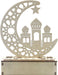 Eid Crafts Night Light Ramadan Mubarak Lamp Decorations Wooden Moon Star LED Lights Home Party Bedroom Ornaments Gift for Muslims Islamic Table Decor (C1)