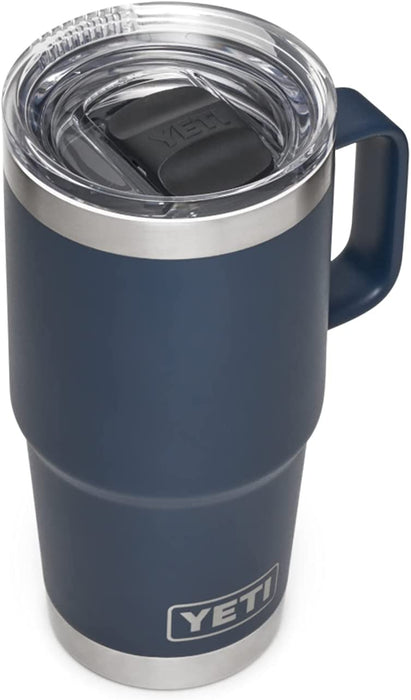 Rambler 20 Oz Travel Mug, Stainless Steel, Vacuum Insulated with Stronghold Lid, Black