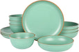 Gibson Home Rockaway round Stoneware Dinnerware Set, Service for 4 (12Pcs), Blue