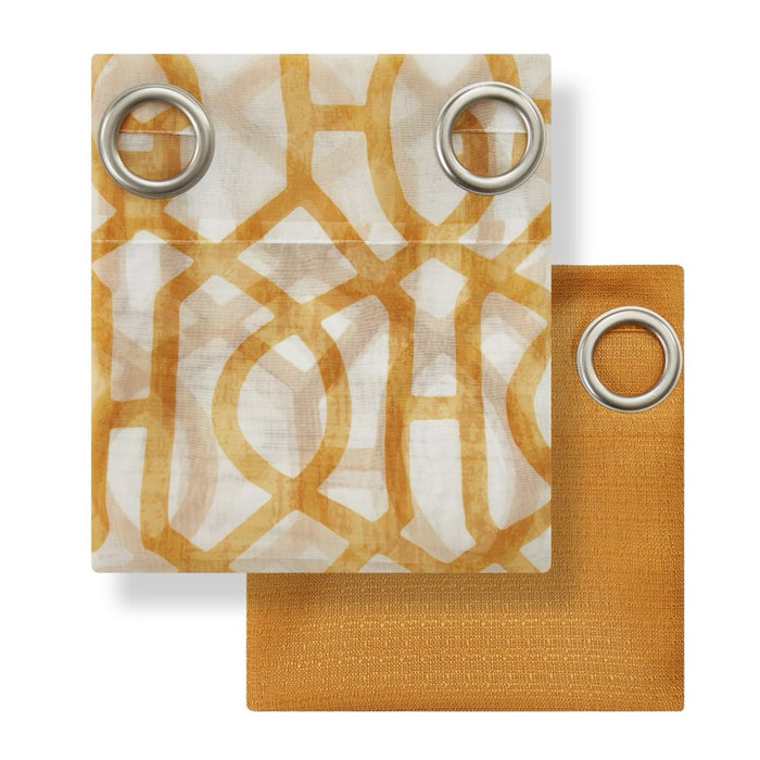 Mainstays Kingswood 4 Piece Window Curtain Panel Set, Brown Butter, 27.5X84