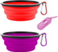 Collapsible Dog Bowls, Portable Travel Dog Bowls, Expandable for Cat Dog Water Bowls Food Feeding, 2 Pack Silicone Pet Bowls with Waste Bag Dispenser
