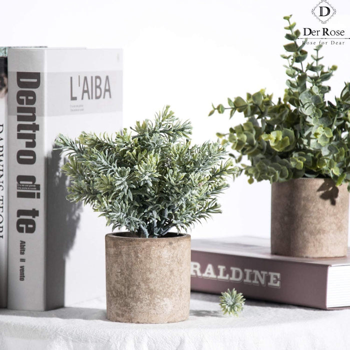 3 Pack Mini Potted Fake Plants Artificial Plastic Eucalyptus Plants for Home Office Desk Farmhouse Room Decor