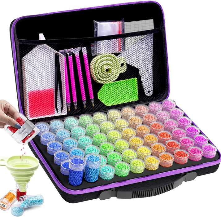 Diamond Painting Storage Containers, 60 Slots Diamond Painting Accessories Shockproof Jars for Jewelry Beads Rings Charms Glitter Rhinestones