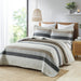 Quilt Queen Size, Queen Quilt Set, Cotton Quilt, Grey Striped Queen Quilt Bedding Set Bedspreads, Reversible Lightweight Quilt Bedspread Set for All Season, 3-Piece