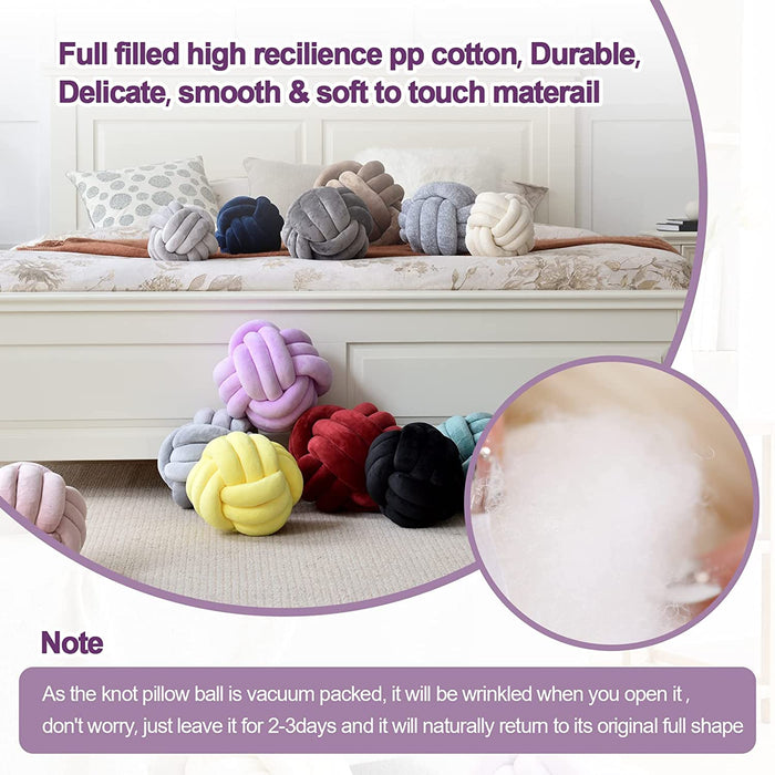 Knot Pillow Ball, Soft round Throw Pillow Cushion Home Decorative Ball Pillows, Handmade Plush Throw Knotted Pillow for Home Décor Children Play Knot Ball Toys (Small-7.87In, Lilac)