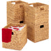 12X12In Hyacinth Baskets, Set of 5 Multipurpose Collapsible Organizers W/ Inserts - Natural