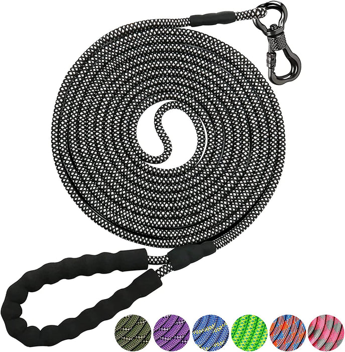Heavy Duty Dog Leash, 30FT Reflective Dog Leash with Swivel Lockable Hook and Comfortable Padded Handle, Puppy Leash for Walking, Hunting, Camping, Backyard for Small Medium and Large Dogs