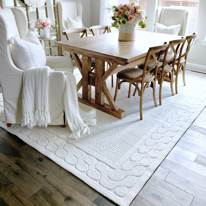 My Texas House Picket Fences, Country/Cottage, Border, Woven Area Rug, 5'2" X 7'6"