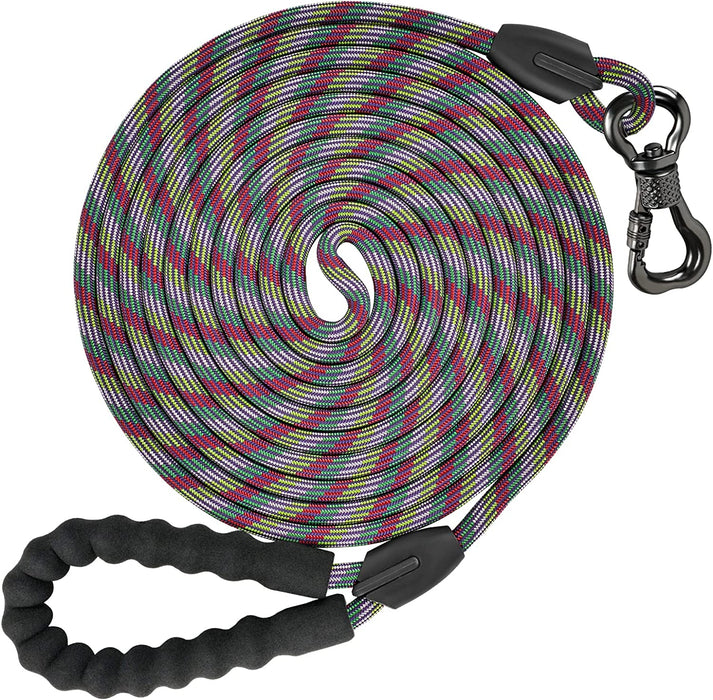 Heavy Duty Dog Leash, 30FT Reflective Dog Leash with Swivel Lockable Hook and Comfortable Padded Handle, Puppy Leash for Walking, Hunting, Camping, Backyard for Small Medium and Large Dogs