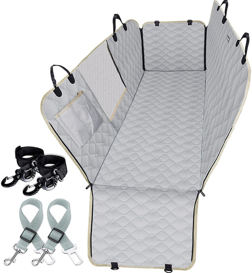 Dog Car Seat Covers for Back Seat Waterproof with Mesh Visual Window Durable Scratchproof Nonslip Dog Car Hammock with Universal Size Fits for Cars, Trucks & Suvs