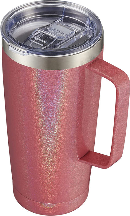 20 Oz Tumbler Mug with Lid and Straw, Insulated Travel Coffee Mug with Handle, Double Wall Stainless Steel Vacuum Coffee Tumbler, Thermal Coffee Cup, Navy Blue