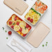 Bento Box 2 Tiers Lunch Box 1200ML Food Container Microwave Dishwasher Safe Bento Lunch Box with Cutlery Set for Adult, Kids and Student (White)