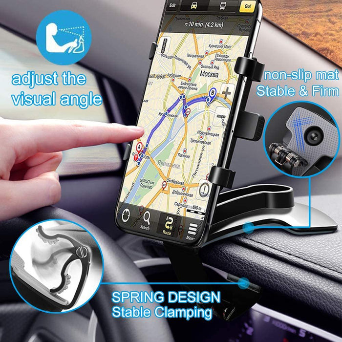 Car Phone Mount, Cell Phone Holder for Car 360 Degree Rotation Dashboard Clip Mount Car Phone Stand Compatible for Iphone 11/ 12 Pro Samsung Galaxy