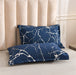 Silver Metallic Marble Comforter Set Queen Size Foil Print Glitter Bedding Set, Navy Blue/Silver