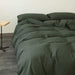 Dark Green Duvet Cover Soft Washed Cotton Bedding Collection for Adults Queen Bed Quilt Cover Solid Color Simple Bedroom Set Breathable and Comfortable