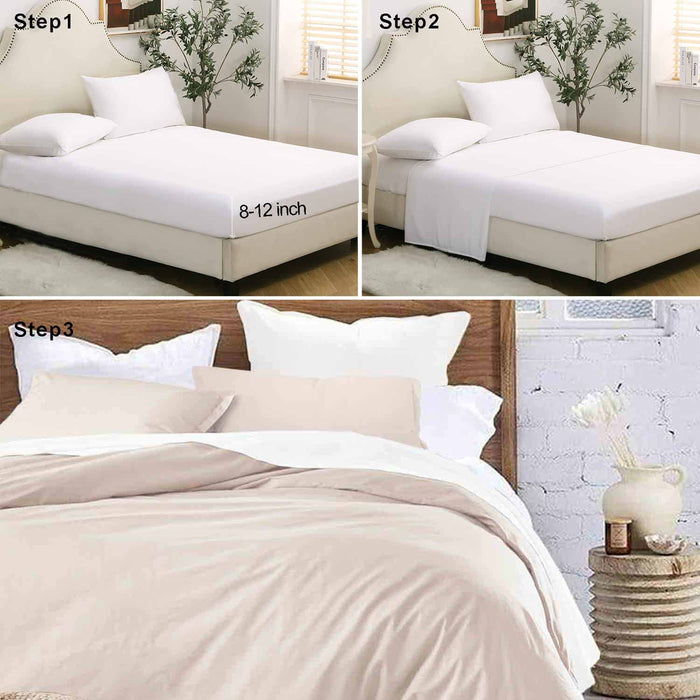 Beige Bedding Comforter Set Queen Size, 7 Piece Boho Microfiber Bed in a Bag - Soft & Lightweight All Season Farmhouse down Alternative Comforter with Sheets for Women Men, Solid Light Khaki