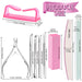 Nail Care Tool Kit,  Nail Files 100/180, Buffer Block, Cuticle Nippers, Cuticle Pusher, Cuticle Peeler, Nail Lifter for Ingrown Toenails, Toenail File, Nail Brush, for Manicure and Pedicure